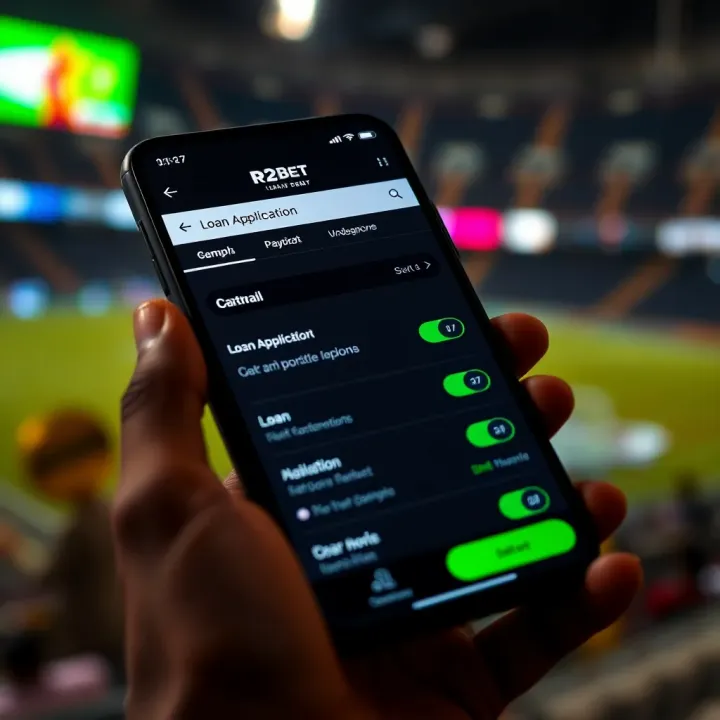 User interface of R2Bet showing loan application options on mobile device