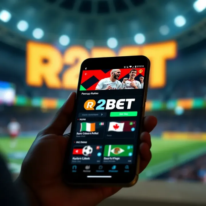 R2Bet App Interface on Android Device Android smartphone displaying the R2Bet app interface with betting options visible