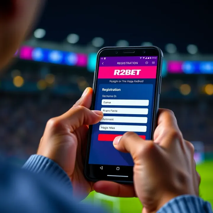 Registration Screen on R2Bet Android App User completing registration on the R2Bet app showing form fields on a mobile screen