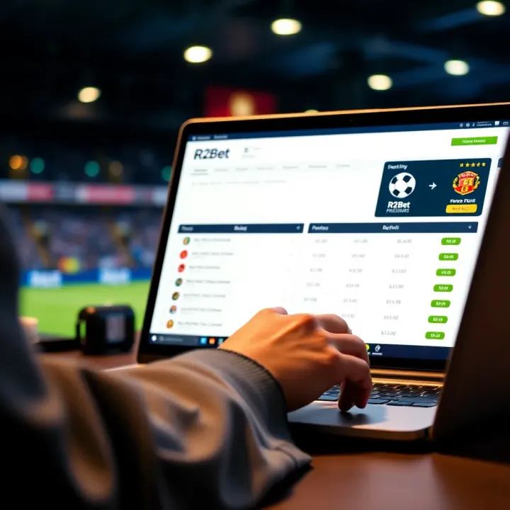 Entering a Booking Code on R2Bet Platform User entering a booking code on the R2Bet platform using a laptop