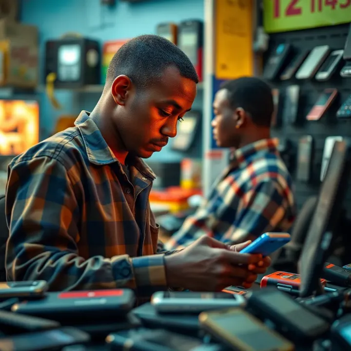 User browsing and selecting old mobile devices on an online marketplace platform