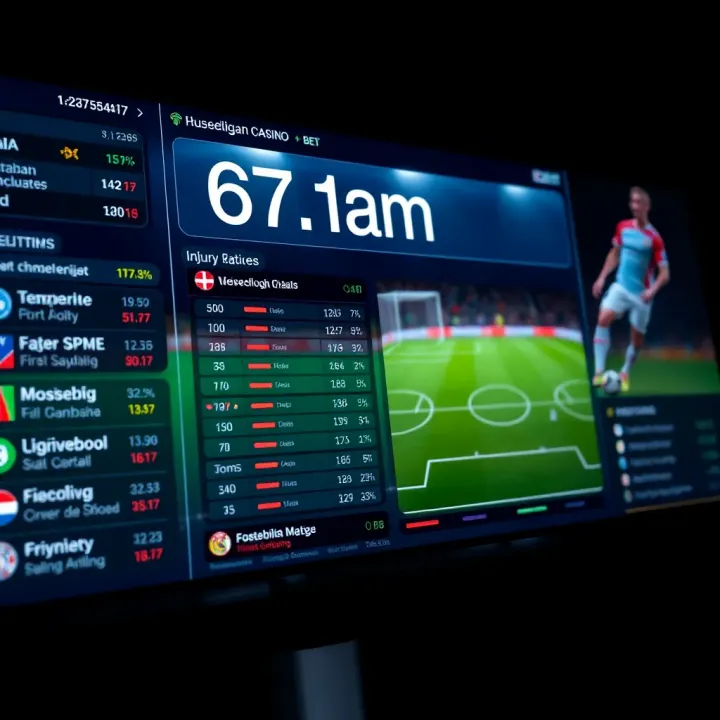 Illustration of football match stats and injury updates on a digital dashboard