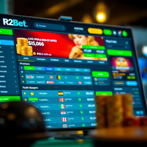 R2Bet Platform Betting Interface and Bonus Integration Online betting dashboard showing betting options, budget management tools, and bonus offers