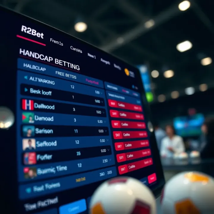 Screenshot of R2Bet platform interface highlighting betting options and odds for handicap wagers
