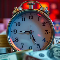 Expected Withdrawal Times on R2Bet for Nigerian Users Clock symbol with currency notes illustrating timely transaction processing