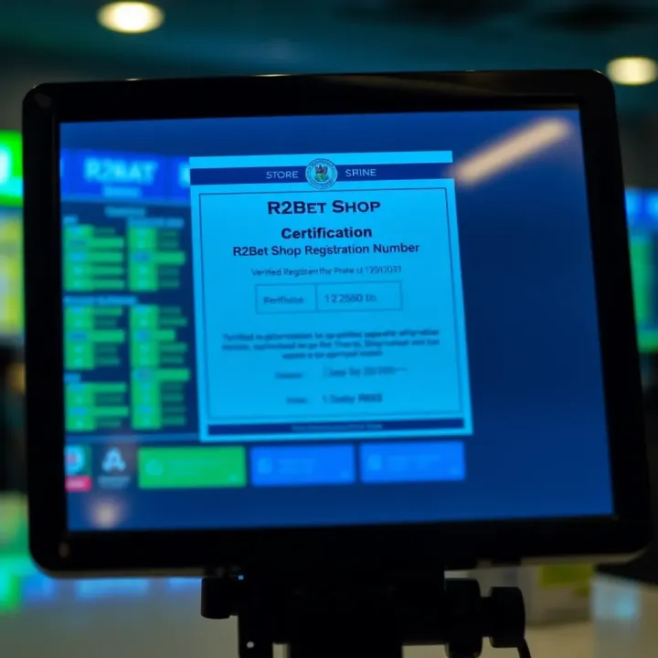 Close-up of a digital device displaying a verified registration certificate for an online betting platform